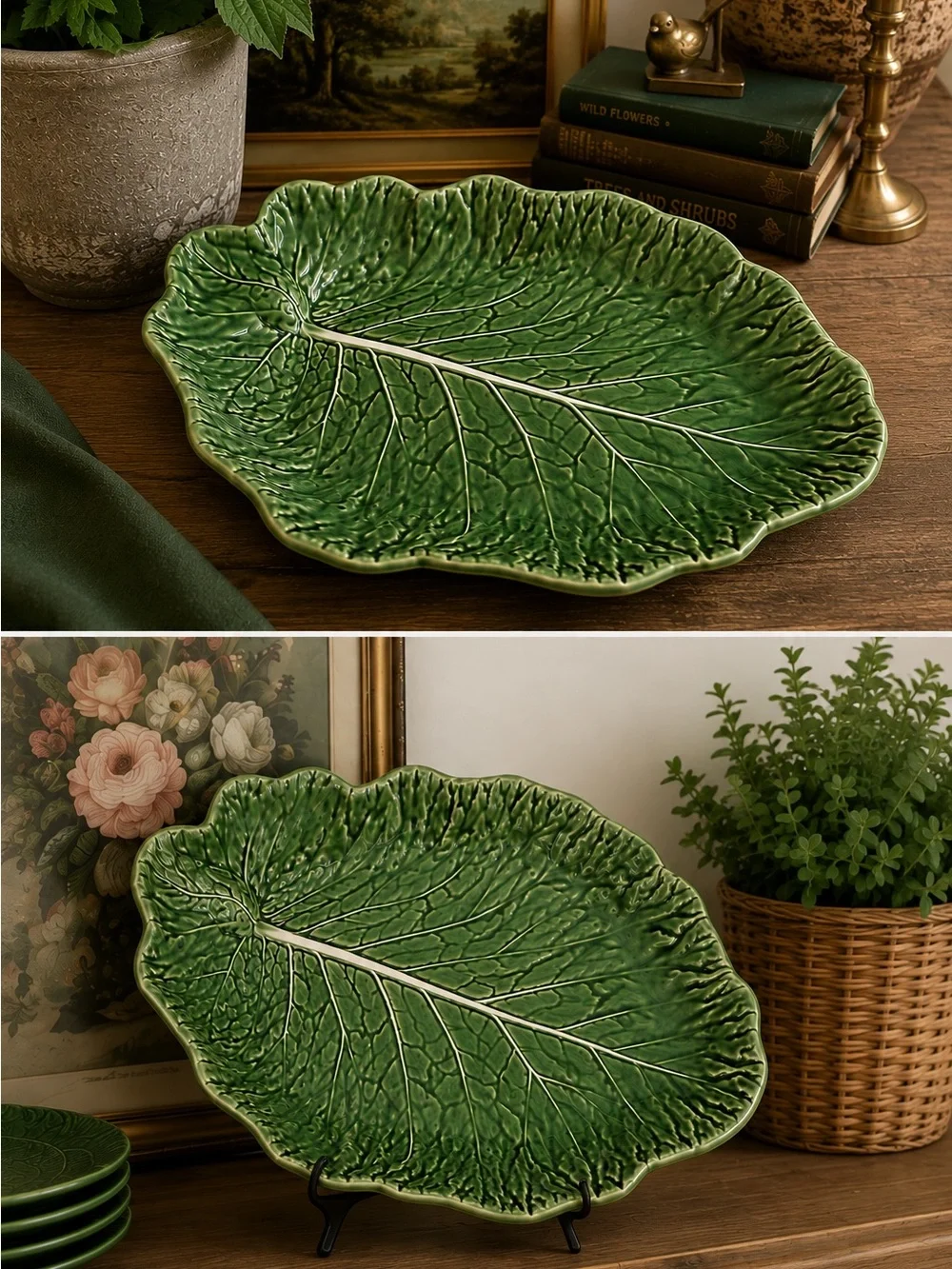 Bordallo Pinheiro Green Cabbage Leaf Serving Platter
